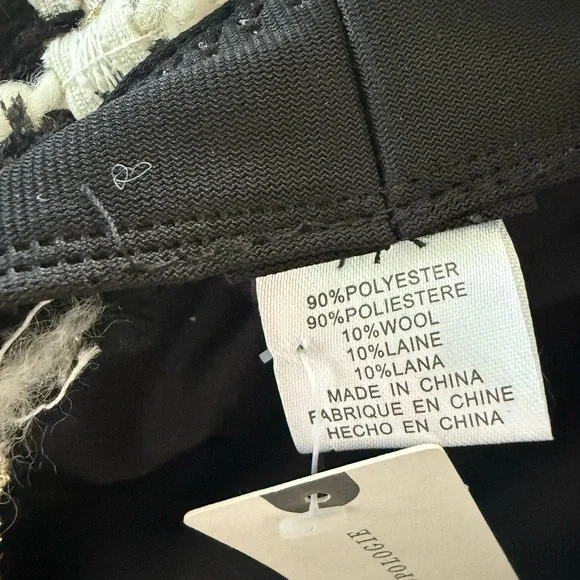 Anthropologie OS Plaid Tweed Bucket hat with Black White Metallic Lurex Gold - Picture 8 of 8